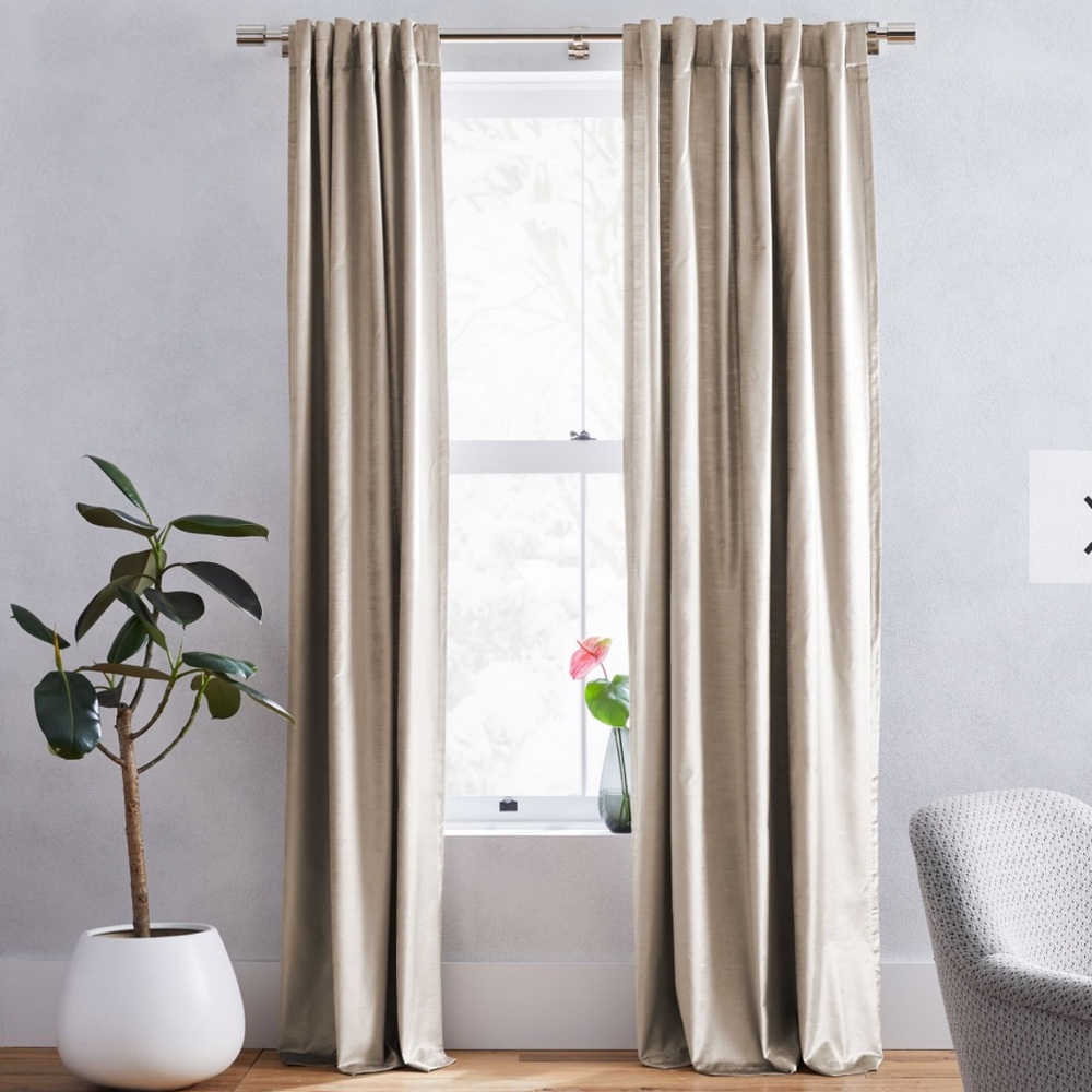 West Elm luster velvet curtains 48” x 96” set of 2